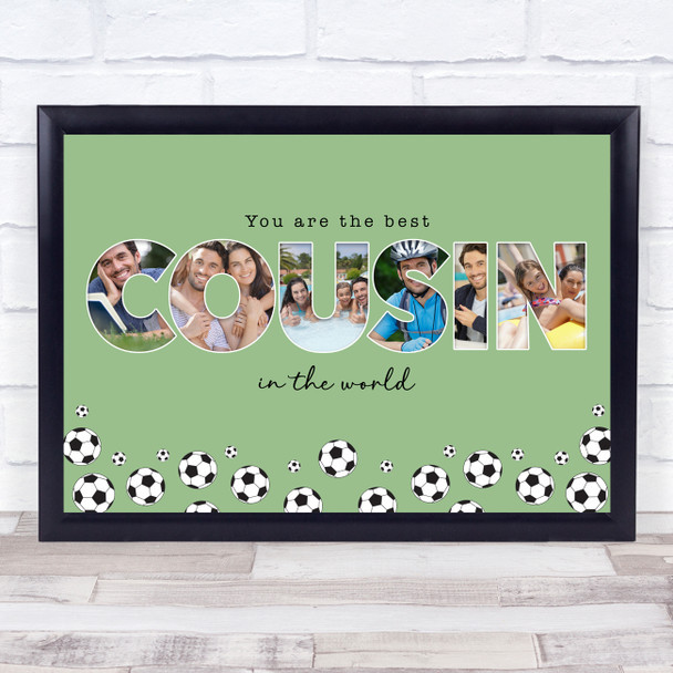 Photo Collage Green Football 6-Photo Any Occasion Gift For Cousin Print Canvas