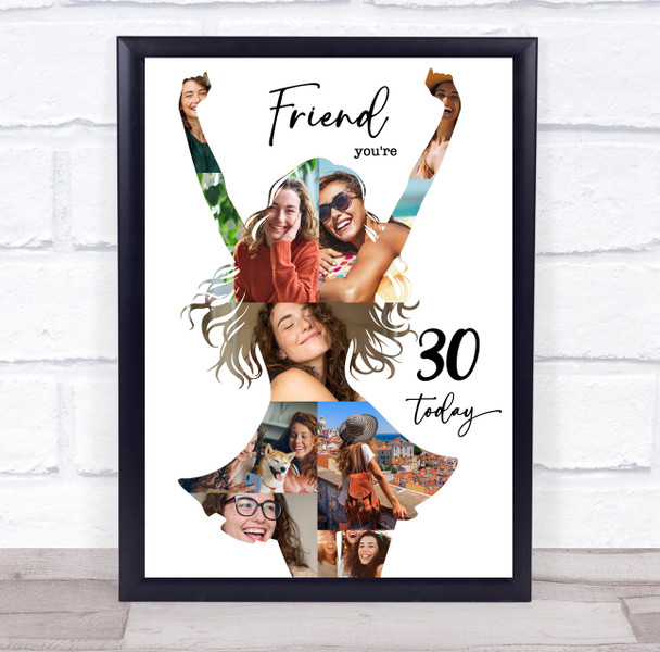 Photo Collage 30th Birthday Custom Gift For Friend 9-Photo Women Print Or Canvas