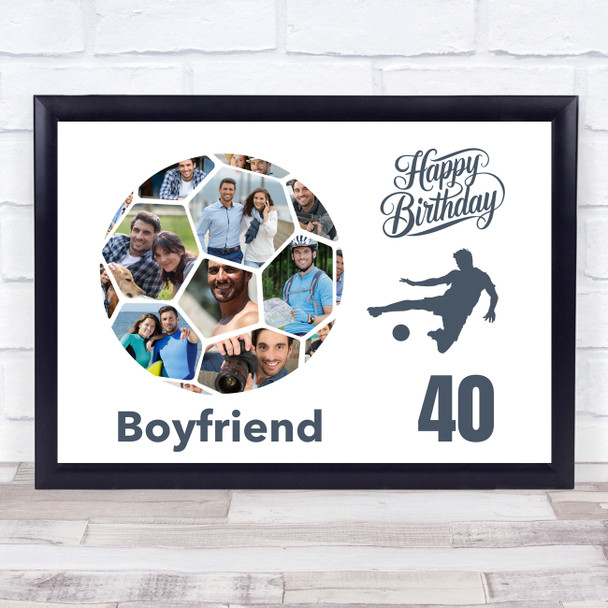Photo Collage 40th Birthday Gift For Boyfriend 14-Photo Football Print Or Canvas