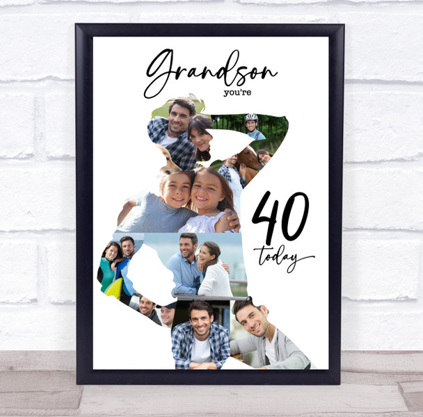 Photo Collage 40th Birthday Custom Gift For Grandson 9-Photo Man Print Or Canvas