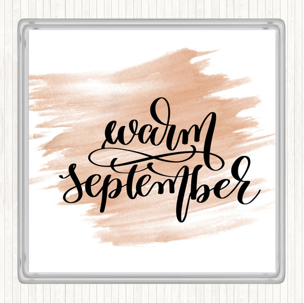 Watercolour Warm September Quote Coaster