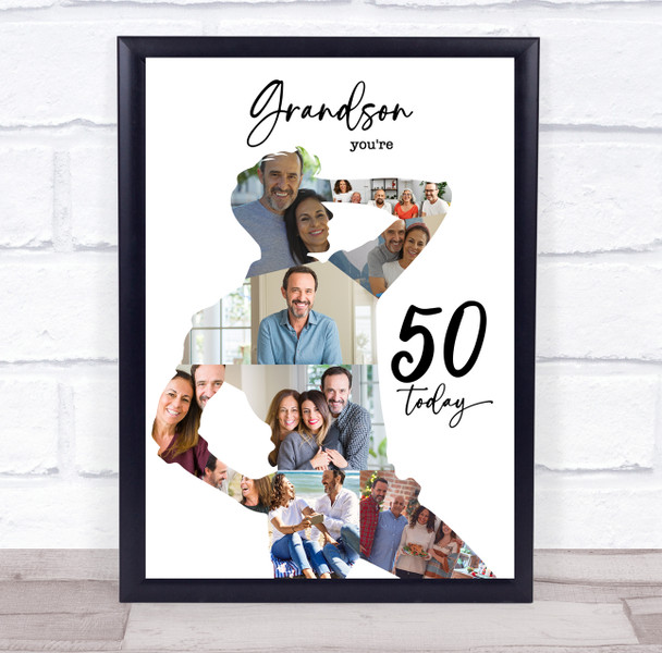 Photo Collage 50th Birthday Custom Gift For Grandson 9-Photo Man Print Or Canvas