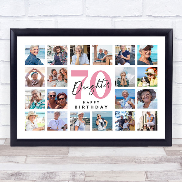 Photo Collage 70th Birthday Gift For Daughter 20-Photo Landscape Print Or Canvas