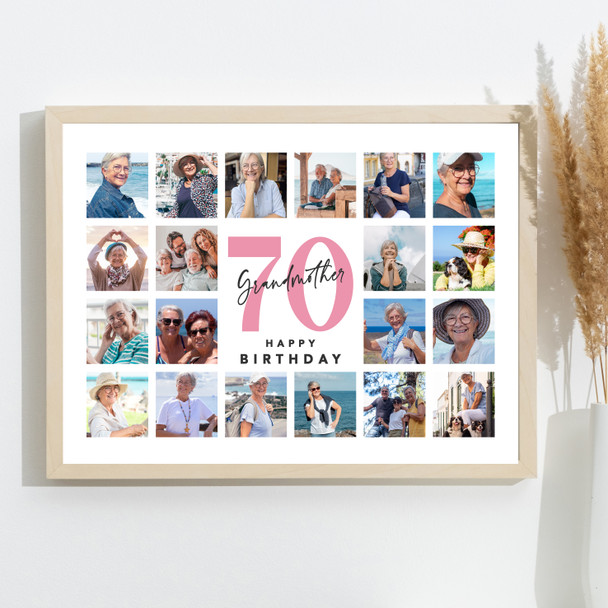 Photo Collage 70th Birthday Custom Gift For Grandmother 20-Photo Print Or Canvas