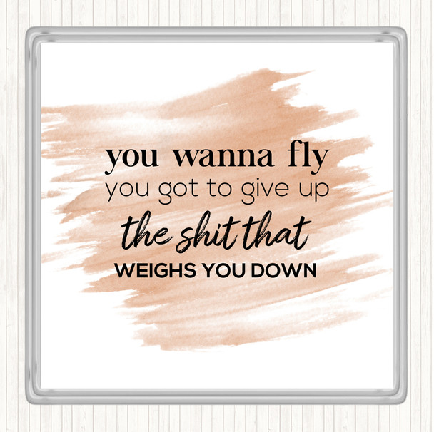 Watercolour Weighs You Down Quote Coaster