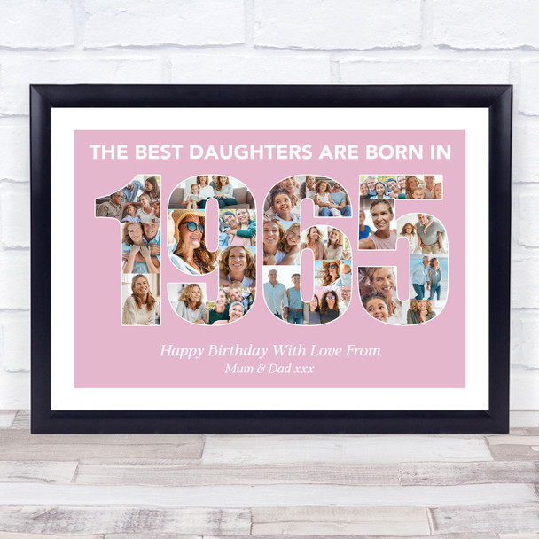 Photo Collage Pink Birthday Gift For Daughter 24-Photo Year 1965 Print Or Canvas