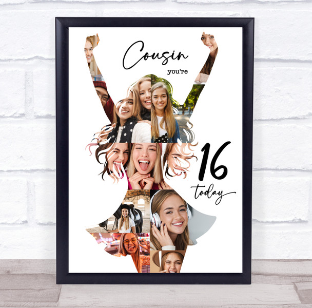 Photo Collage 16th Birthday Custom Gift For Cousin 9-Photo Women Print Or Canvas