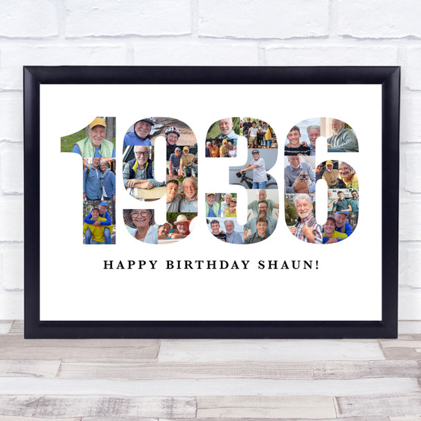 Photo Collage White Photo Birthday Custom Gift For Him Year 1936 Print Or Canvas