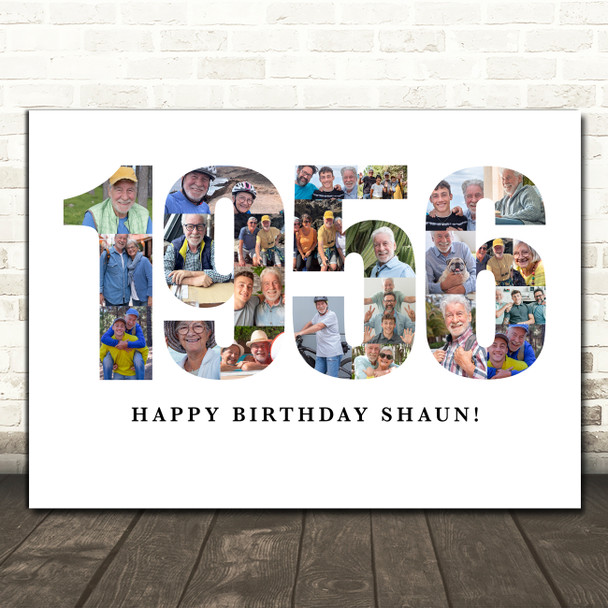 Photo Collage White Photo Birthday Custom Gift For Him Year 1956 Print Or Canvas