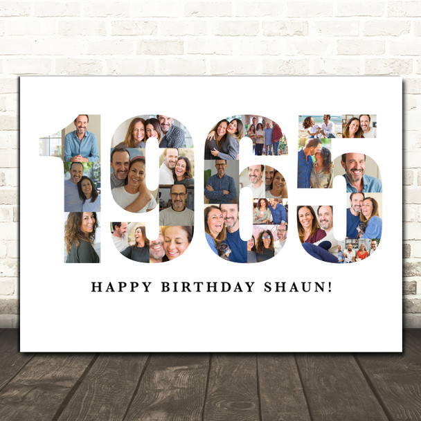 Photo Collage White Photo Birthday Custom Gift For Him Year 1965 Print Or Canvas