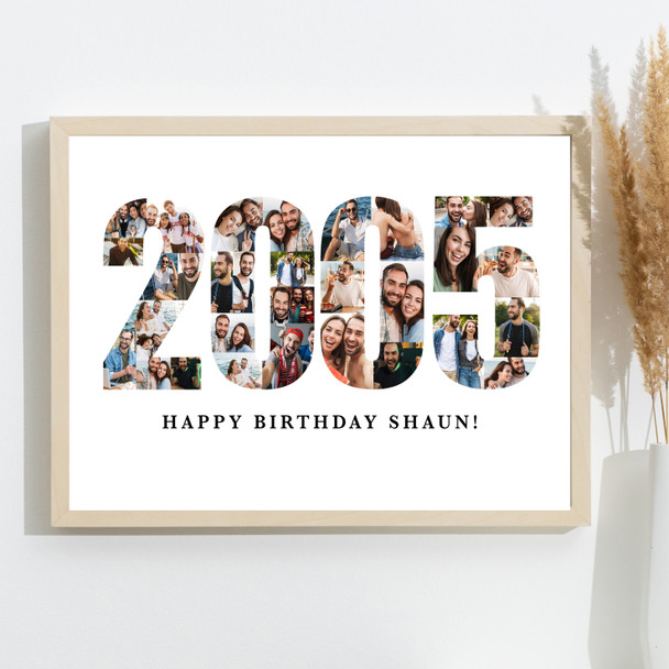 Photo Collage White Photo Birthday Custom Gift For Him Year 2005 Print Or Canvas