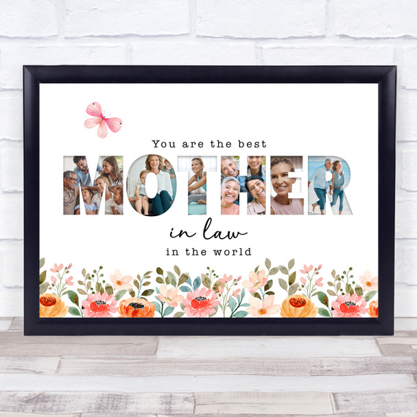 Photo Collage Floral 6-Photo Gift For Mother-In-Law Any Occasion Print Or Canvas