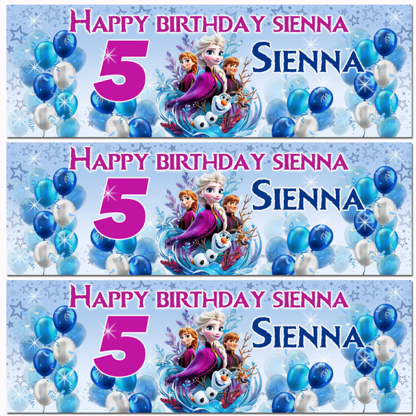 Personalised Party Banner For Kids Birthday Frozen Any Age