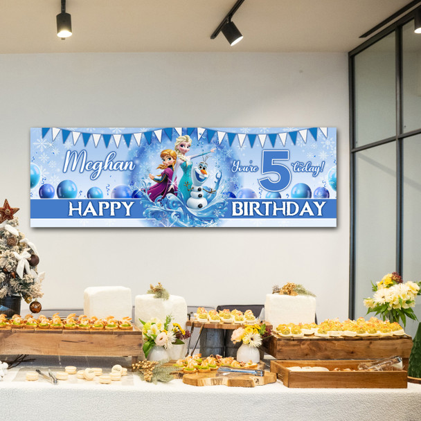 Personalised Party Banner For Kids Birthday Girls Any Age Frozen