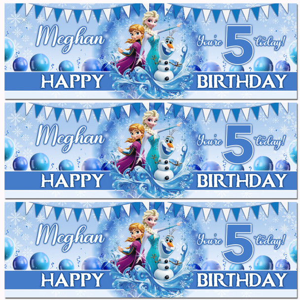 Personalised Party Banner For Kids Birthday Girls Any Age Frozen