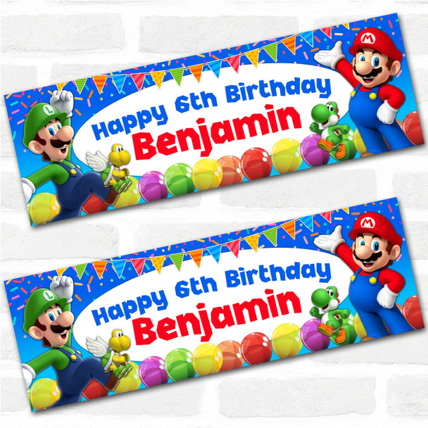 Personalised Party Banner For Kids Birthday Mario Bross Any Age