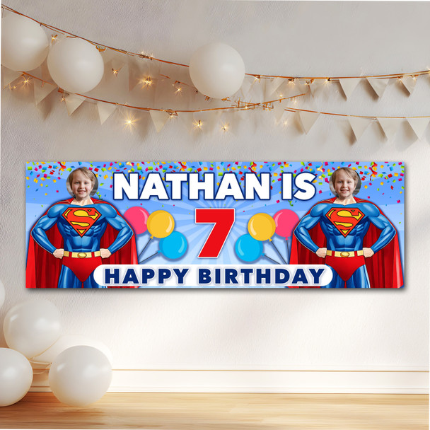 Personalised Party Banner For Kids Birthday Superman Any Age With Photo