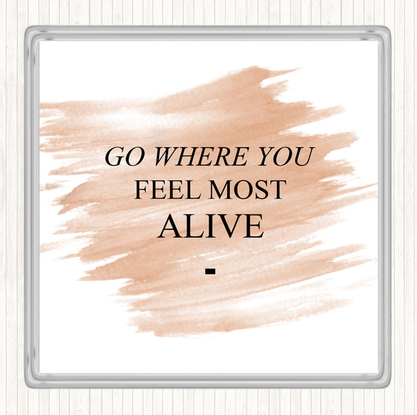 Watercolour Where You Feel Quote Coaster