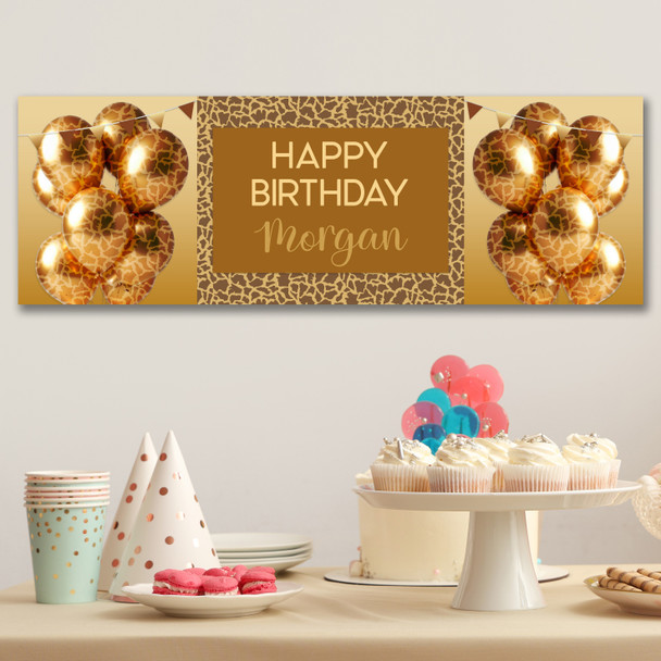 Personalised Party Banner For Birthday Female Giraffe Animal Print