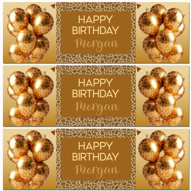 Personalised Party Banner For Birthday Female Giraffe Animal Print