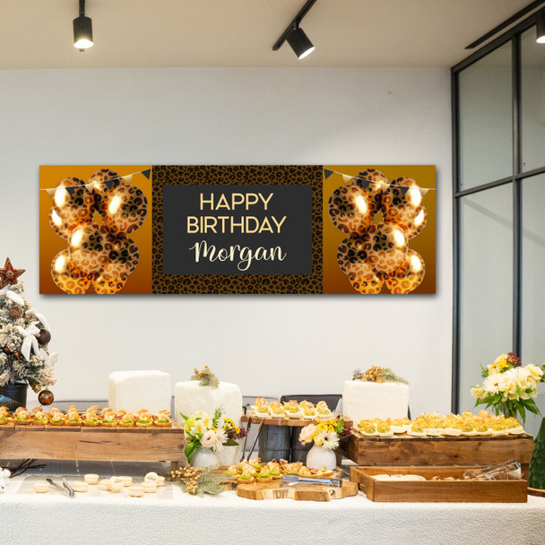 Personalised Party Banner For Birthday Female Leopard Animal Print