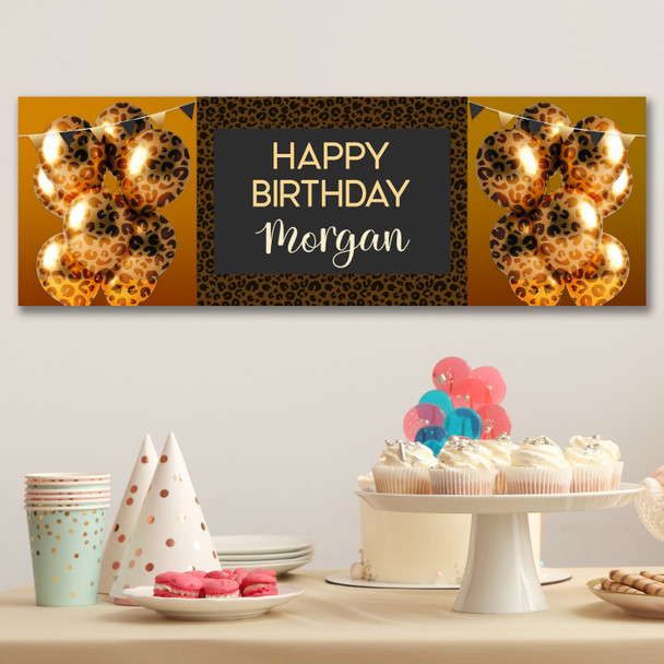 Personalised Party Banner For Birthday Female Leopard Animal Print