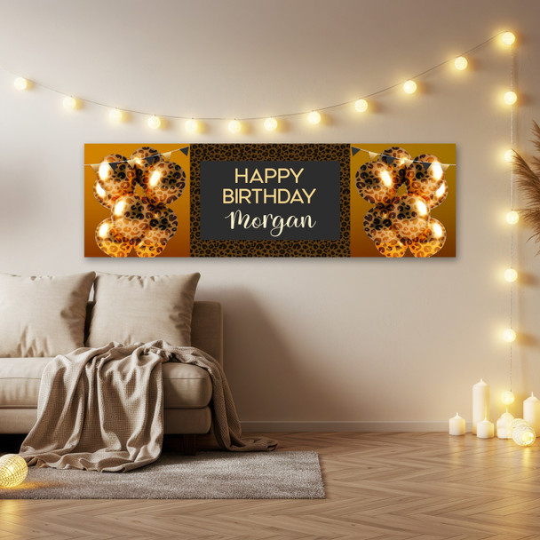 Personalised Party Banner For Birthday Female Leopard Animal Print