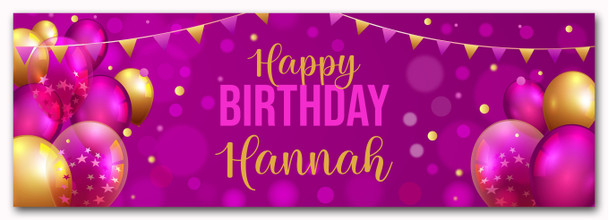 Personalised Party Banner For Birthday Female Pink Gold Balloons
