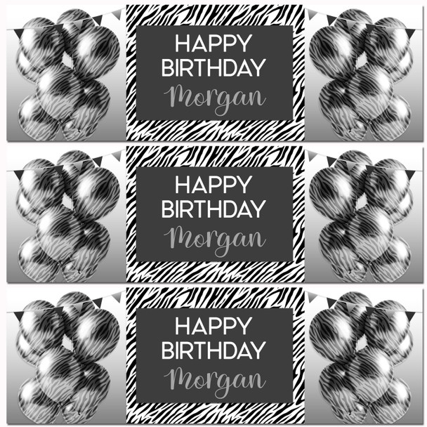Personalised Party Banner For Birthday Female Zebra Animal Print