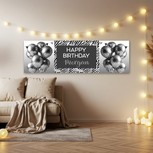 Personalised Party Banner For Birthday Female Zebra Animal Print