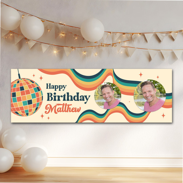 Personalised Party Banner For Birthday With Photo 1970's Disco
