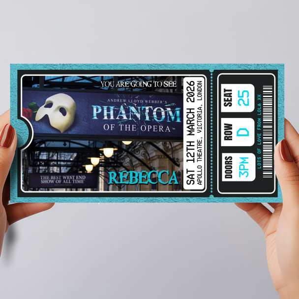 Phantom Of The Opera Musical Show Theatre Personalised Surprise Ticket Gift Voucher