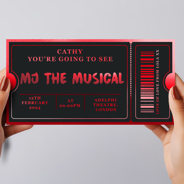 Mj Michael Jackson Musical Show Theatre Personalised Surprise Ticket Gift Voucher