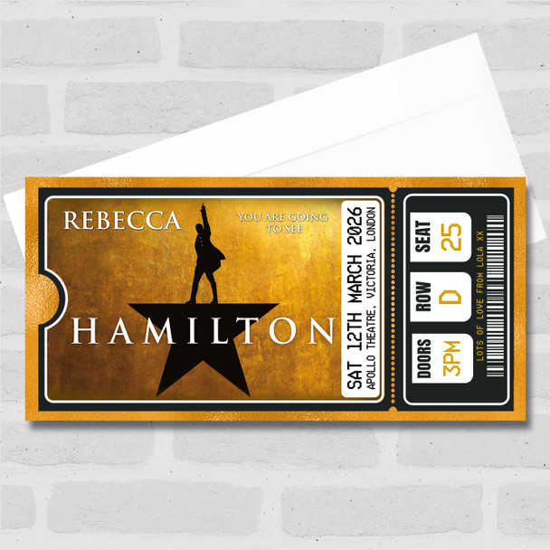 Hamilton The Musical Show Theatre Personalised Surprise Ticket Gift Voucher Hamilton The Musical Show Theatre Personalised Surprise Ticket Gift Voucher