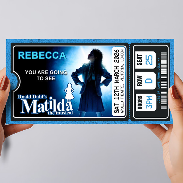 Matilda The Musical Show Theatre Personalised Surprise Ticket Gift Voucher