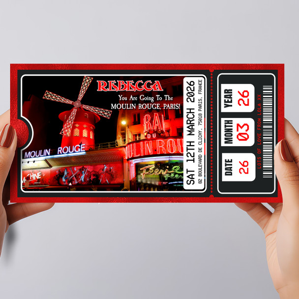 Moulin Rouge Paris Show Theatre Personalised Surprise Ticket Gift Voucher