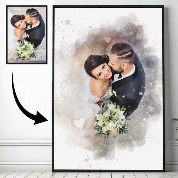 Custom Watercolour Portrait From Photo, Personalised Family Art, Anniversary Wedding Gift