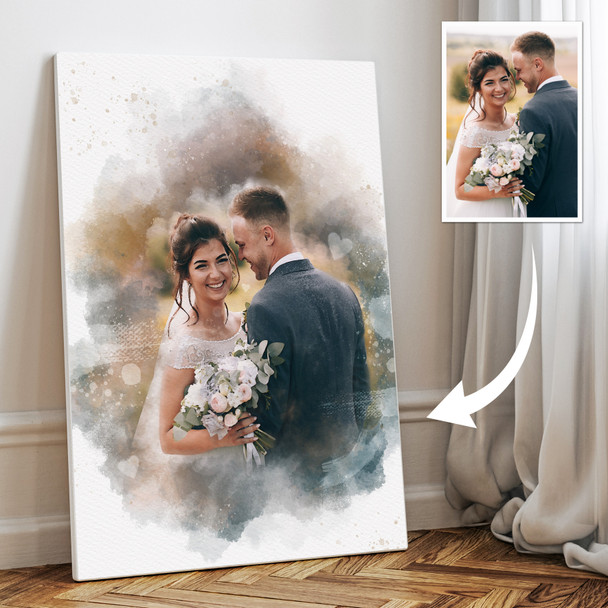 Personalised Wedding Portrait, Art From Photo, Custom Watercolour Print, Gift For Her Him