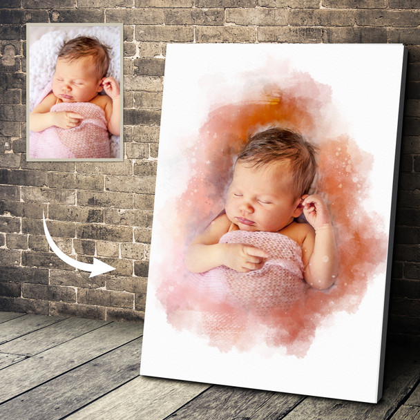 Personalised Remembrance Anniversary Watercolour Portrait From Photo, Custom Tribute Gift