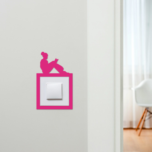Light Switch Surround Girl Reading Book Decorative Switch Plate Cover Frame