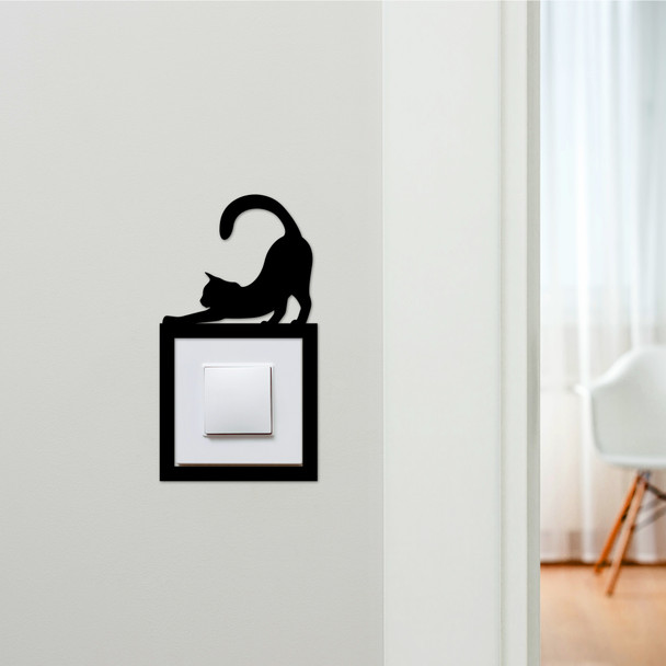Light Switch Surround Cat Stretching Decorative Switch Plate Cover Frame