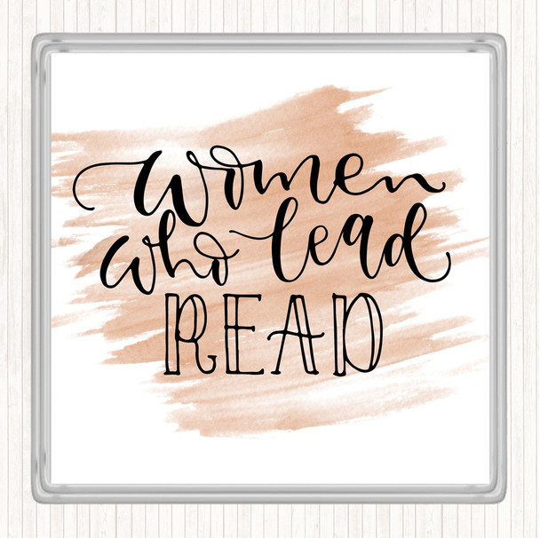 Watercolour Women Who Lead Read Quote Coaster