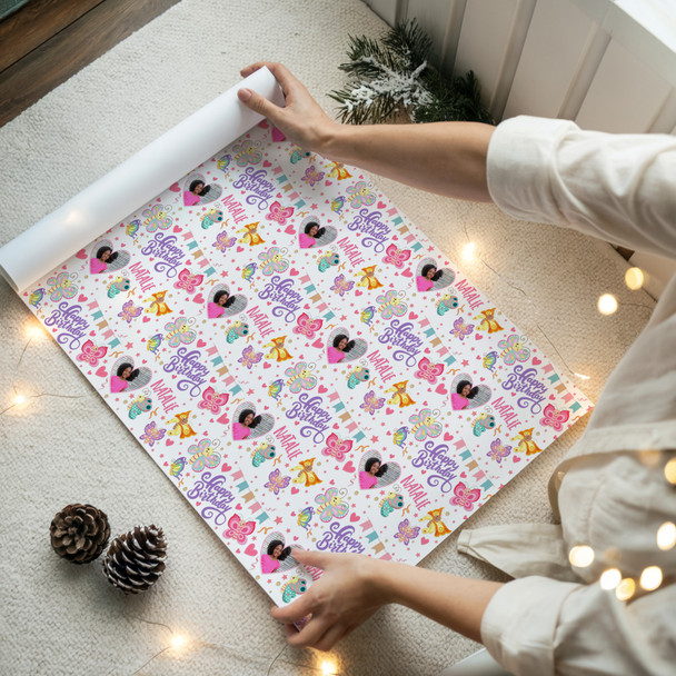 Personalised Wrapping Paper Kids Birthday Butterflies Photo Custom Gift-Wrap
