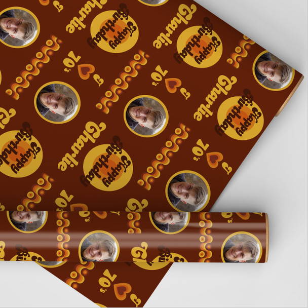 Personalised Wrapping Paper Kids Birthday Brown Photo Custom Gift Wrap