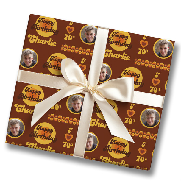 Personalised Wrapping Paper Kids Birthday Brown Photo Custom Gift Wrap