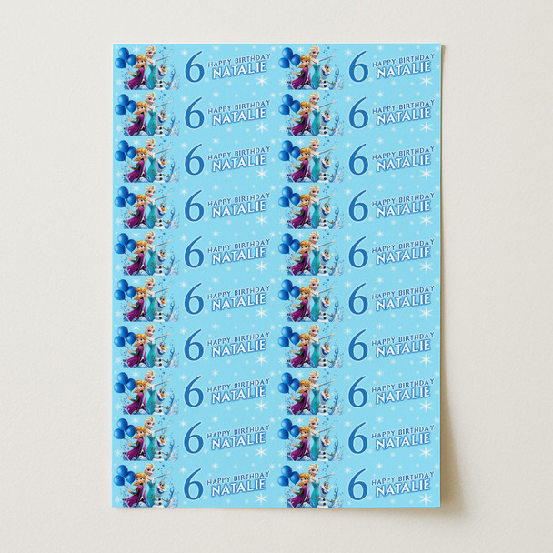 Personalised Wrapping Paper Kids Birthday Dark Blue Frozen Custom Gift Wrap