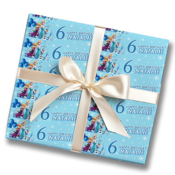 Personalised Wrapping Paper Kids Birthday Dark Blue Frozen Custom Gift Wrap