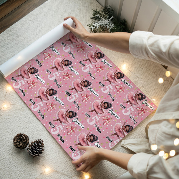 Personalised Wrapping Paper Kids Birthday Dark Ballet Girls Custom Gift Wrap