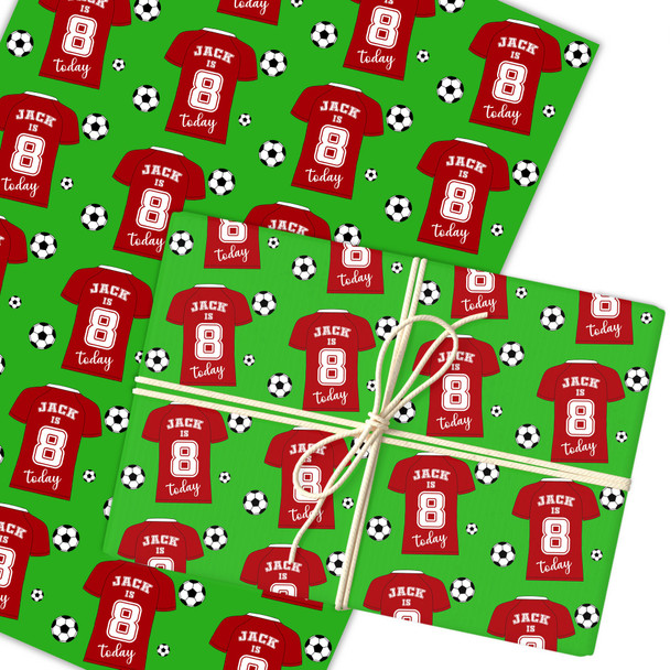 Personalised Wrapping Paper Kids Birthday Football Green Boys Custom Gift Wrap
