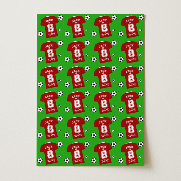 Personalised Wrapping Paper Kids Birthday Football Green Boys Custom Gift Wrap